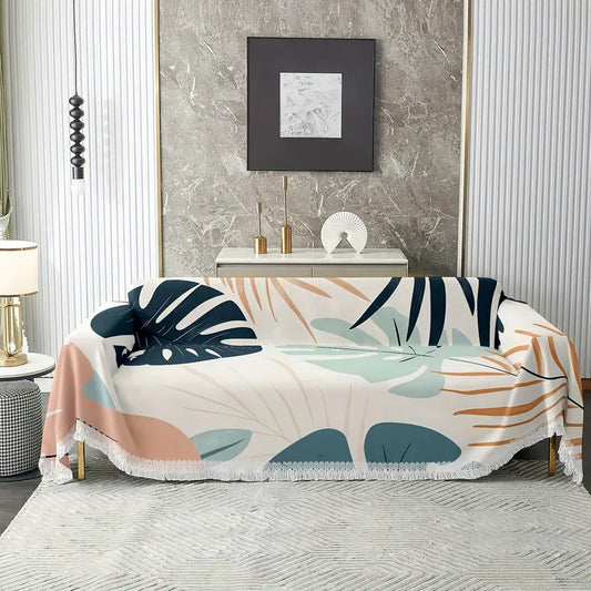 Boho Botanical Leaves Sofa Cover