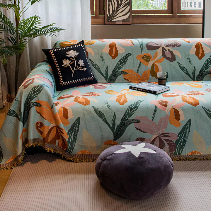 Turquoize Floral Sofa Cover