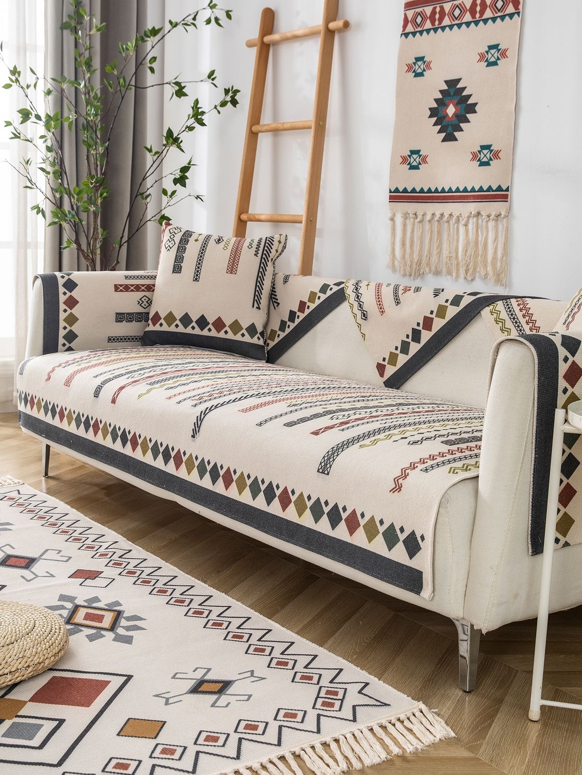 Navajo-inspired Sofa Cover Set With Cushion Covers