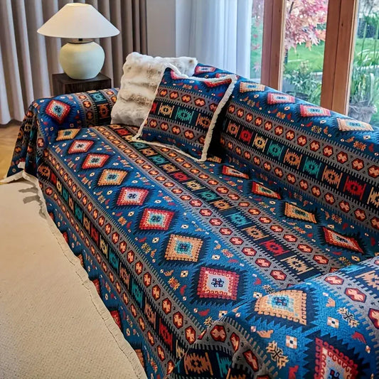 Retro Geometric Pattern Sofa Cover