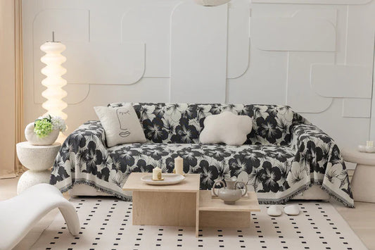 Chenille Blossoming Flowers Sofa Cover