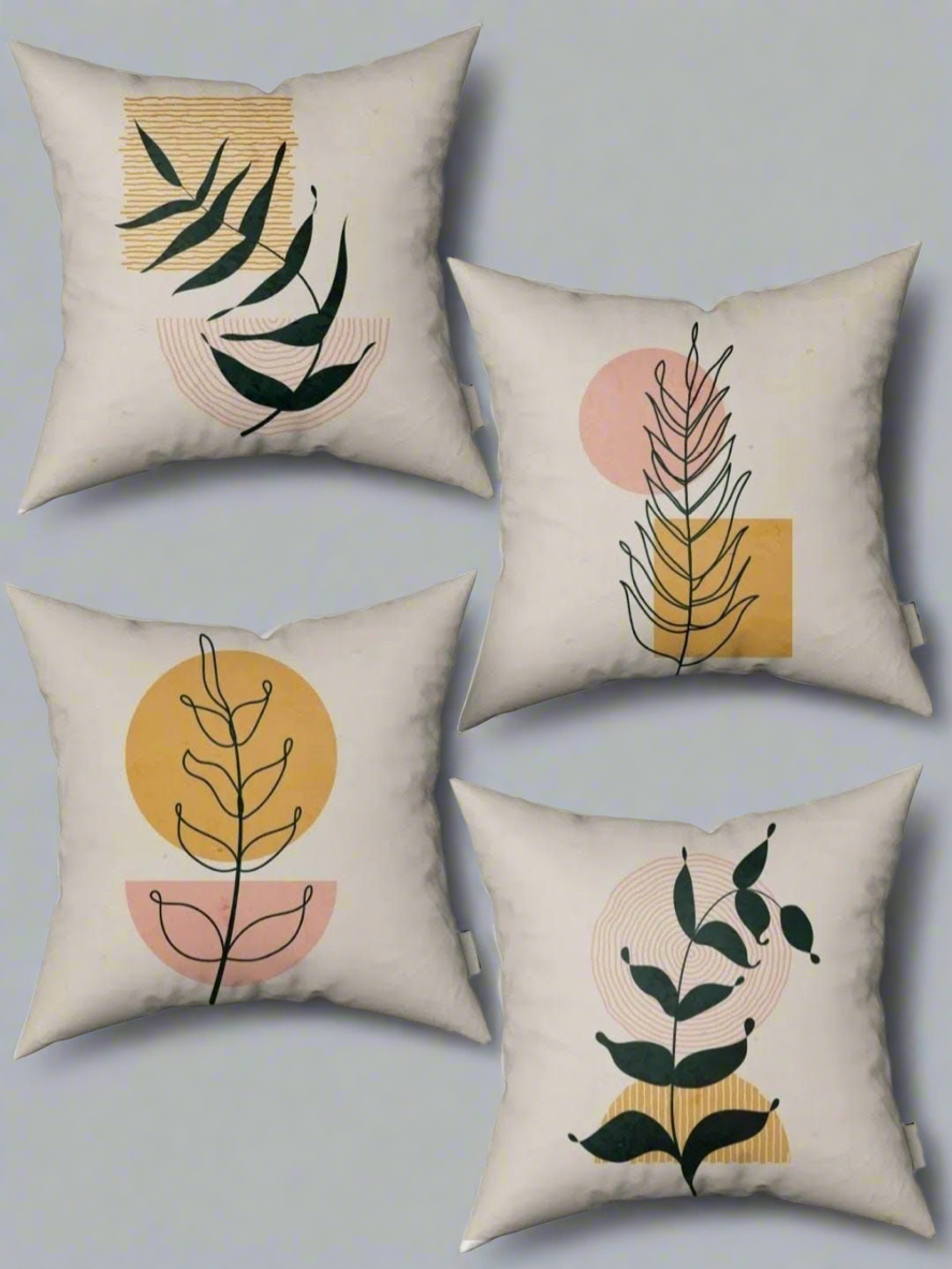 Abstract  Botanical Cushion Covers  Pack of 4