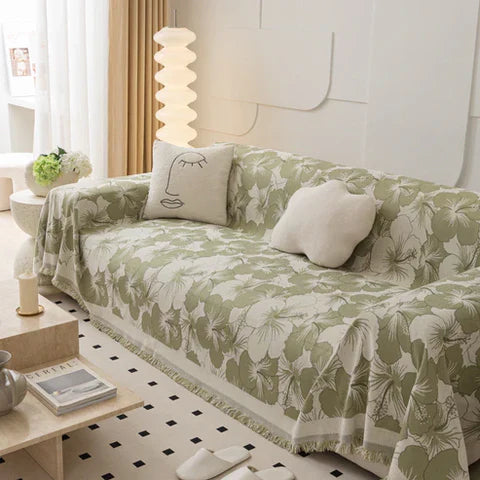 Chenille Blossoming Flowers Sofa Cover