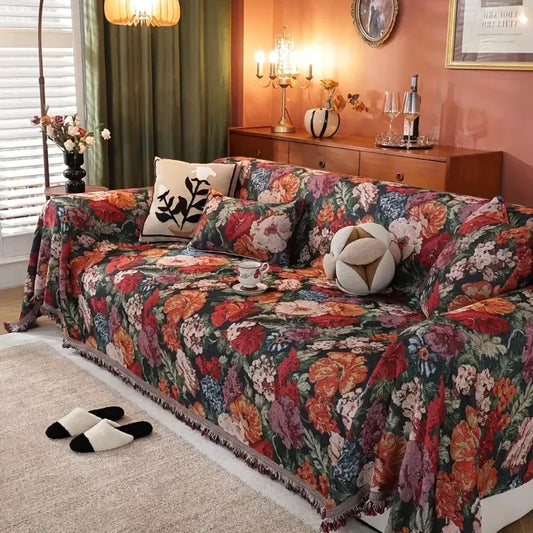 Floral Red Flower Sofa Cover