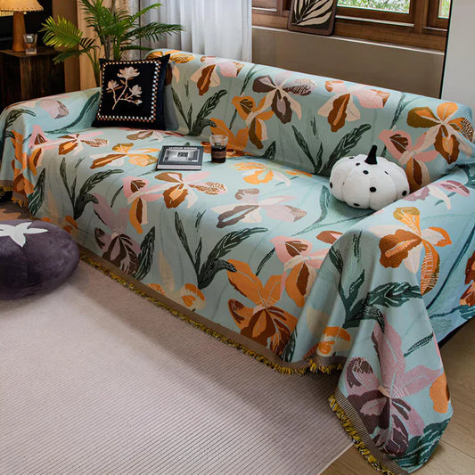 Turquoize Floral Sofa Cover