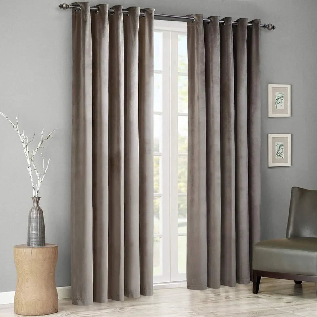 Modern Velvet Curtains with Stainless Steel Eyelets (Pack of 2)