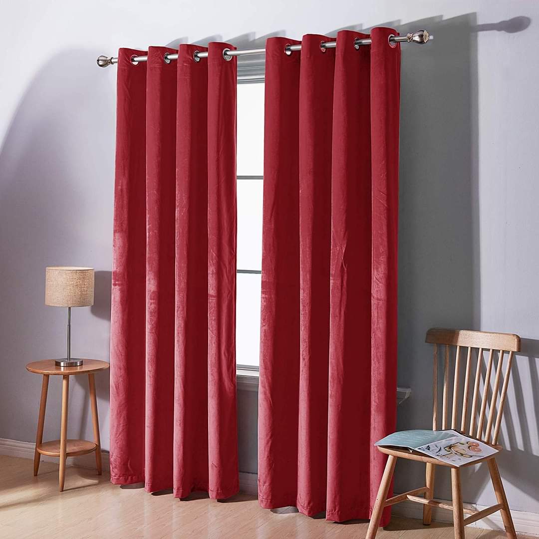 Modern Velvet Curtains with Stainless Steel Eyelets (Pack of 2)