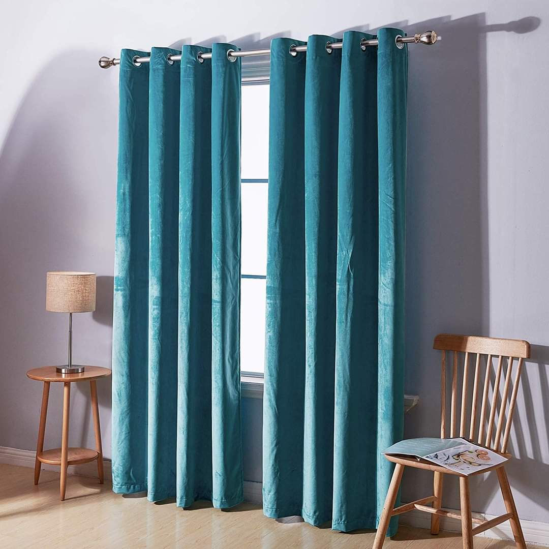 Modern Velvet Curtains with Stainless Steel Eyelets (Pack of 2)