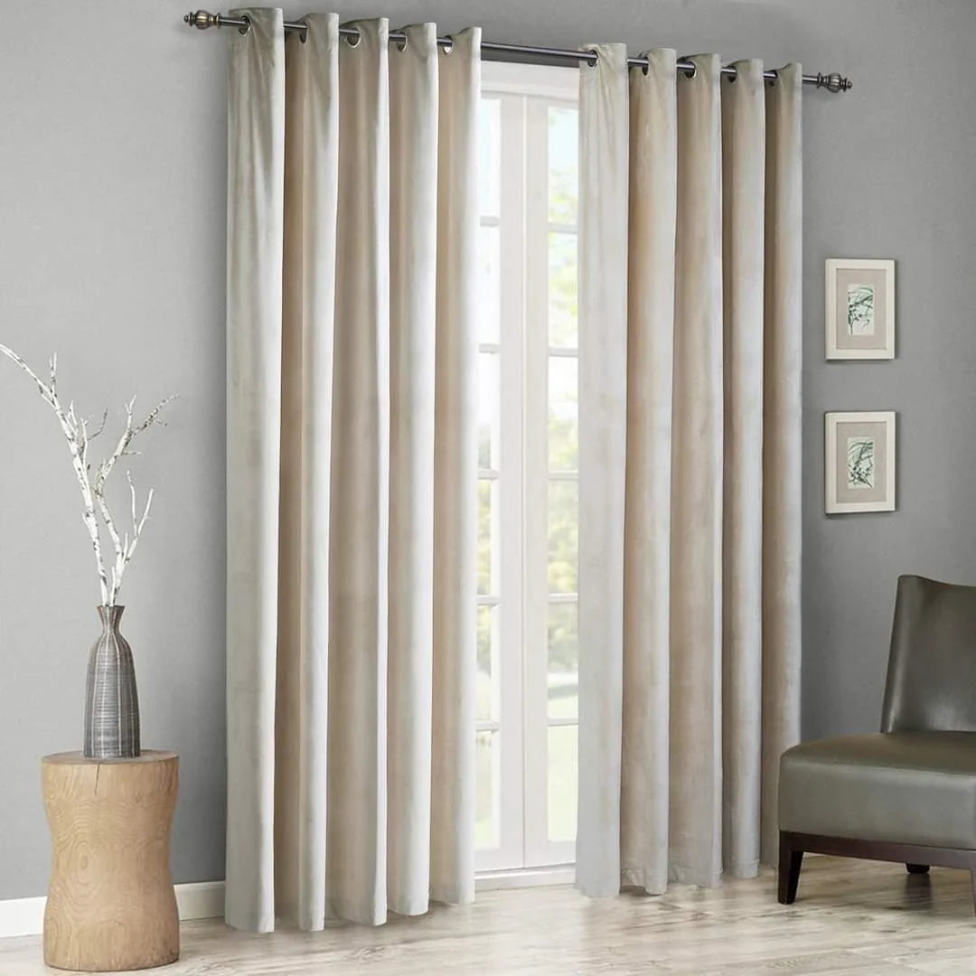 Modern Velvet Curtains with Stainless Steel Eyelets (Pack of 2)