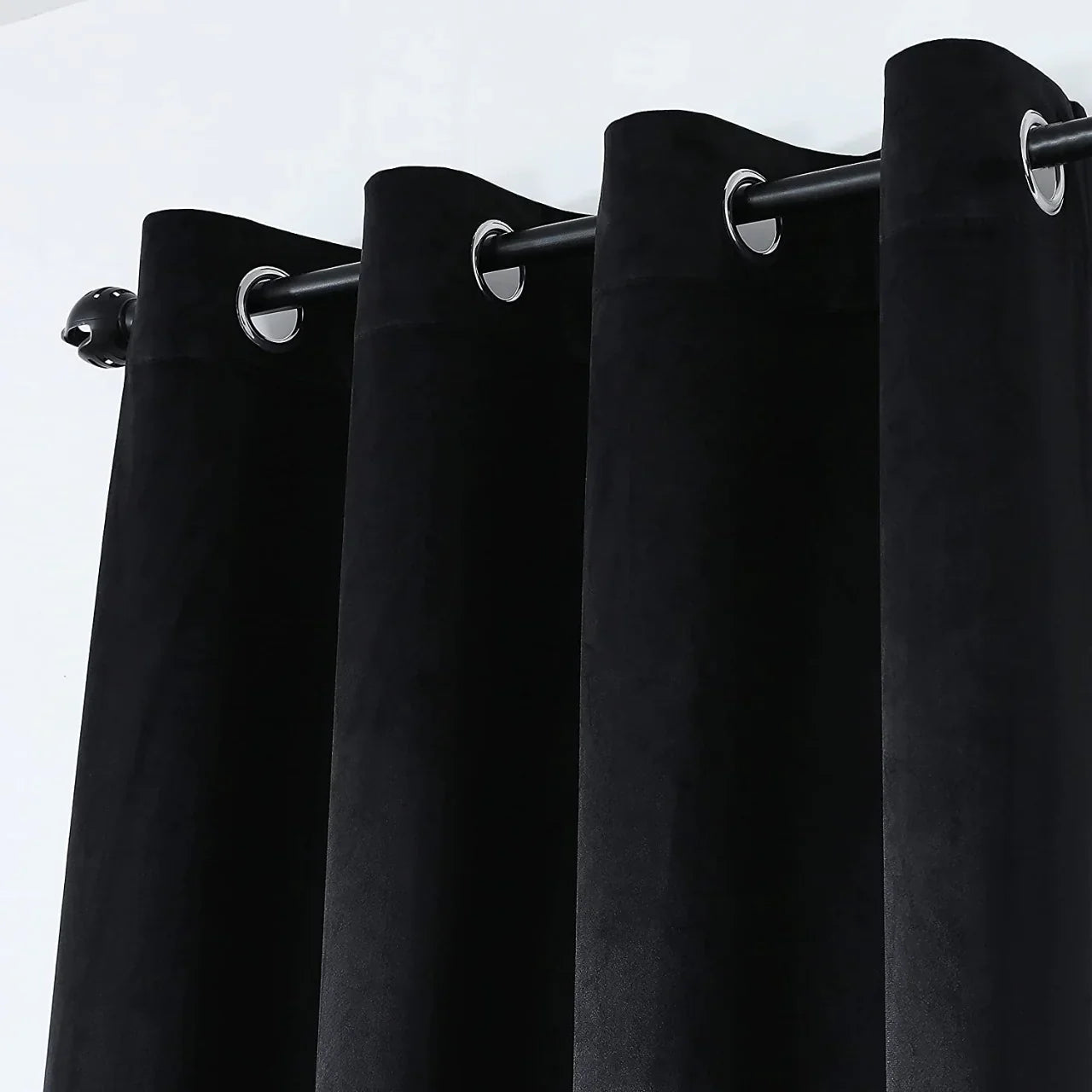 Modern Velvet Curtains with Stainless Steel Eyelets (Pack of 2)