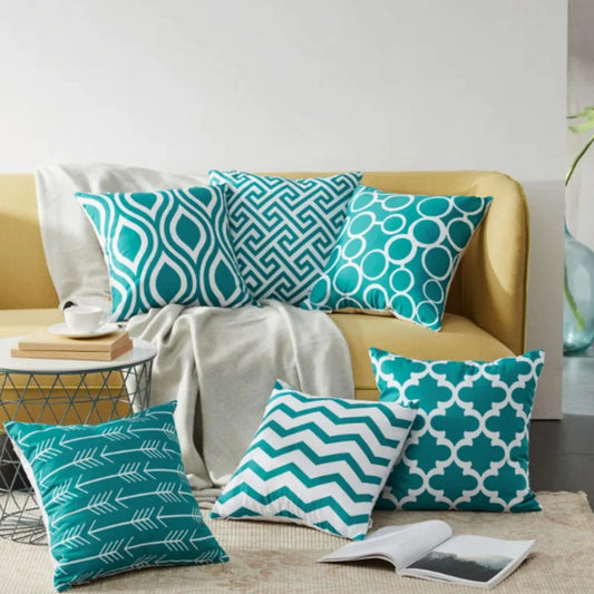 Geometric Canvas Indoor Pack of 6 (Teal)