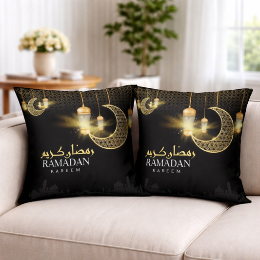Ramadan Kareem Cushion Cover (Black) Pack of 2